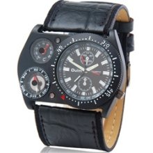 Wristwatch: New Analog Sporty Watch w/ Compass, Thermometer Black