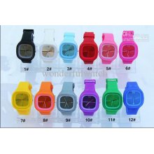 1000pcs Jelly Square Watch Colorful Sport Watches Candy Colored Elec