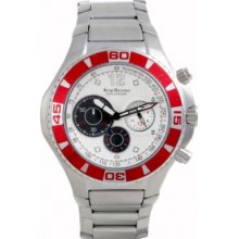 140605KM Krug Baumen Challenger Silver Dial Red Bezel Chronograph