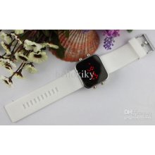 1pcs White Silicone Digital Led Mirror Watch Bracelet #21879