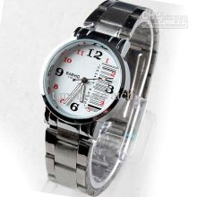 1x Elegent Stainless Women Quartz Watch Bar Code On Dial White Face