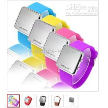 20pcs Luxury Led Watch Digital Display Mirror Mens Screen Silicone S