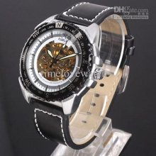 5pcs Pack White Dial Rim Skeleton Automatic Mechanical Men Watch Bla