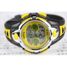 5pcs Unisex Ots G Led Digital Water Resistant Men Boy Alarm Watch Gi