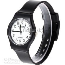 6018 Round Shaped Watch Dial Plastic Cement Watchband Wrist Watch (b