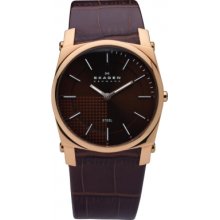 859LRLD Skagen Mens Rose Gold Brown Watch