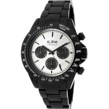 A_line Watch 20050-bk-sl Women's Amore Chronograph Silver Dial Black Aluminum