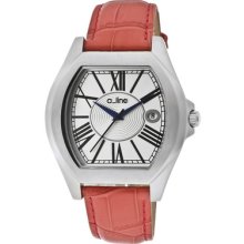 A_Line Women's Adore Silver Dial Red Genuine Leather