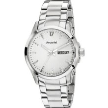 Accurist Gents Stainless Steel Bracelet Watch White Dial Mb987w