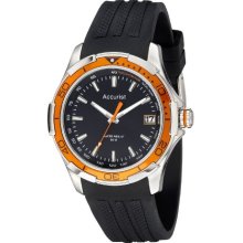 Accurist Men's Quartz Watch With Black Dial Analogue Display And Black Silicone Strap Ms860ob