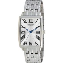 Akribos Xxiv Ak505ss Stainless Steel Rectangle Bracelet Mens Watch