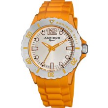 Akribos Xxiv Ak536yl Luminous Quartz Yellow Silicon Strap Womens Watch