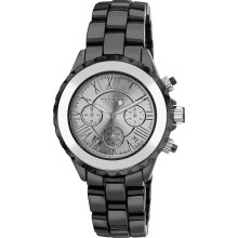 Akribos XXIV Men's Ceramic Silver-tone Chronograph Watch (Akribos Ceramic chronograph bracelet watch)