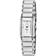 Akribos XXIV Watches Women's White Dial Silver-tone Ceramic Silver-ton