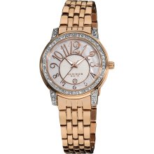 Akribos XXIV Women's Stainless Steel Sparkle Mother of Pearl Quartz Watch (Rose-tone)