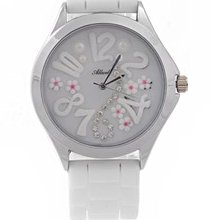 Allwell Arabic Numerals Rhinestones Round Dial Women's Quartz Wrist Wa