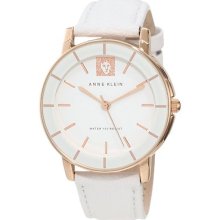 Anne Klein Women's Ak/1058rgwt Leather Rosegold-tone White Watch