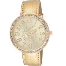 Apple Bottoms Women Ab Round Face Band Watch Gold