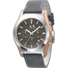 Armai Exchange Ax2072 Men's Grey Leather Band Grey Dial Chronograph Watch