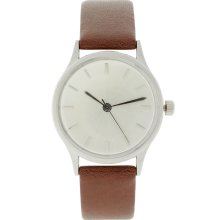 ASOS Brushed Silver Grandad Watch Brown