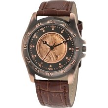 August Steiner Men's Cn001c-as Round Wheat Penny Antique Copper Watch