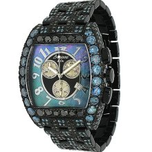 Avianne & Co. Mens Techno Touch Custom Watch with Blue and Black Diamonds 25.34 Ctw