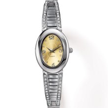 Avon Oval Two-Tone Embellished Watch With Expansion Band