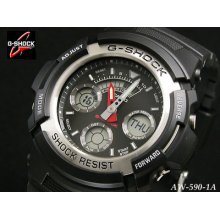 Aw-590-1 Casio G-shock Digital Analog Black Watch Aw590 100% Authentic Watch