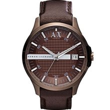 AX Armani Exchange Men's Smart Brown Leather Strap Watch