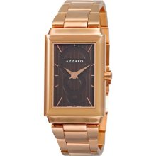 Azzaro Legend Rectangular Mens Rose Gold PVD Havana Face Watch