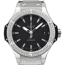 Big Bang Automatic Steel 38 (SS-Diamonds / Black / Stainless Steel Bracelet)