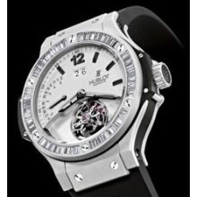 Big Bang Platinum Mat Tourbillon (Platinum-Diamonds / Grey / Rubber)