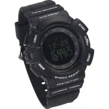 Black Casual Digital Sports Watch Alarm Stopwatch