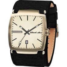 Black Dice Men's Flow BD-002-11 Black Leather Quartz Watch with Gold Dial