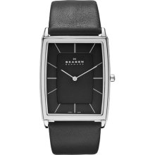 Black Leather Band Watch