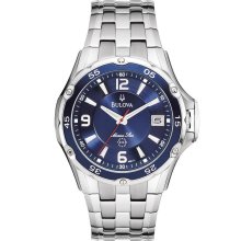 Blue Sunray Patterned Dial Watch by Bulova