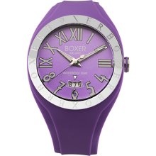 Boxer Roman Numerals Luminous Violet Extra Soft Rubber Date Watch