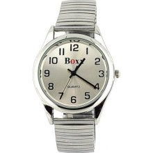 Boxx Gents Analogue Silver Dial Silver Tone Metal Expandable Every Day Watch