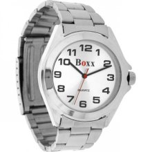 Boxx Mens Watch, Silver Tone Bracelet Strap, Silver Face, M2183