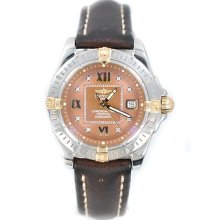 Breitling B71356 Chronograph Ss Brown Dial W/diamonds Ladies Watch