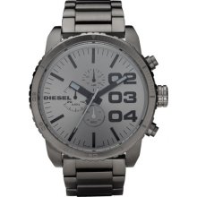 Brown / Gunmetal Diesel Leather Strap Chronograph Watch - Jewelry