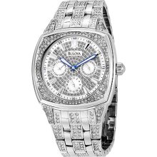 Bulova 96c002 Men's Swarovski Crystal Watch Free Priority Shipping