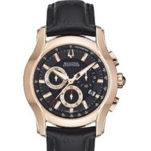 Bulova Accutron Stratford Men`s Chronograph Quartz Watch W/ Black Strap