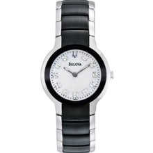 Bulova Black & Steel Diamond Ladies Watch 98P127