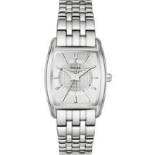 Bulova Ladies` Tonneau Stainless Dress Bracelet Watch With Silver Dial