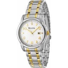 Bulova Men's Stainless Steel And Gold-plated With White Embossed Sunray Dial