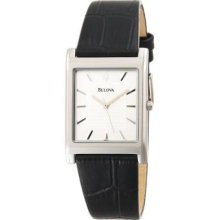 Bulova Mens Strap Watch - Rectangular Silver - 96A23