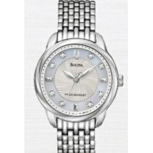 Bulova Precisionist Brightwater Ladies` Mother-of-pearl & 8 Diamond Watdh