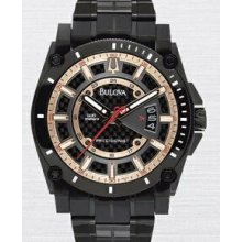 Bulova Precisionist Champlain Men`s Black And Rose Gold-tone Watch