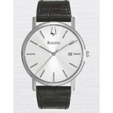 Bulova Round Stainless Steel Watch W/ Date Display